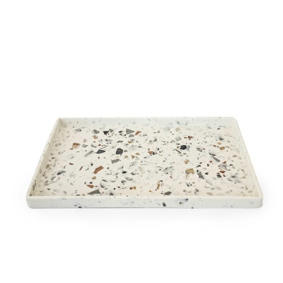 Tabuleiro de serviço retangular com padrão terrazzo multicolor