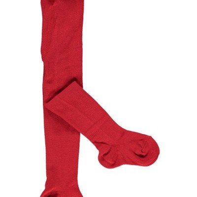 Meias altas vermelhas em tecido liso sobre fundo branco