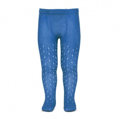 Colã de bebé azul em malha com padrão decorativo