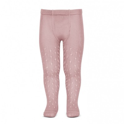 Collants de bebé rosa com padrão de buracos decorativos