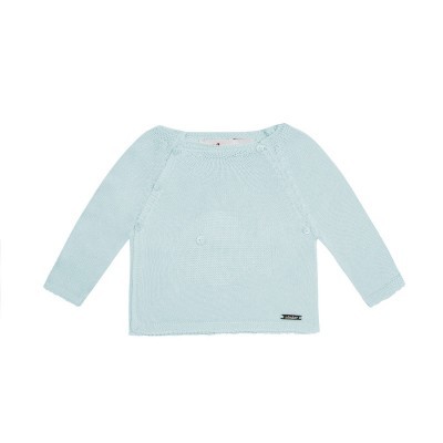 Camisola de malha azul clara com mangas compridas