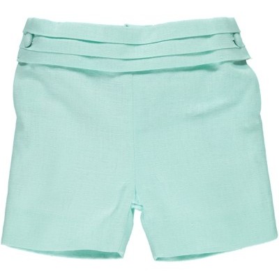 Calções curtos azul claro com cintura alta e botões