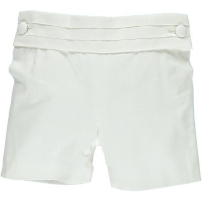 Calções brancos de tecido liso com botões na cintura