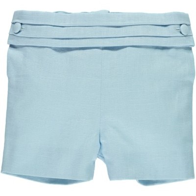 Calções azul claro com cintura alta e botões forrados