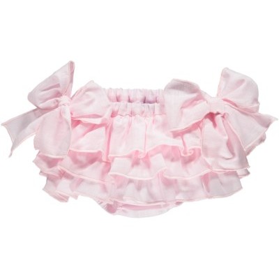 Cueca de bébé cor de rosa com folhos e grandes bows laterais