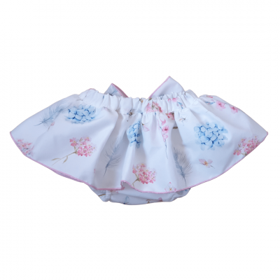 Saia para bebé com padrão floral azul e rosa