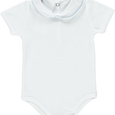 Body branco para bebé com gola redonda e fechos