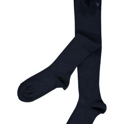 Meias compridas pretas com laço preto