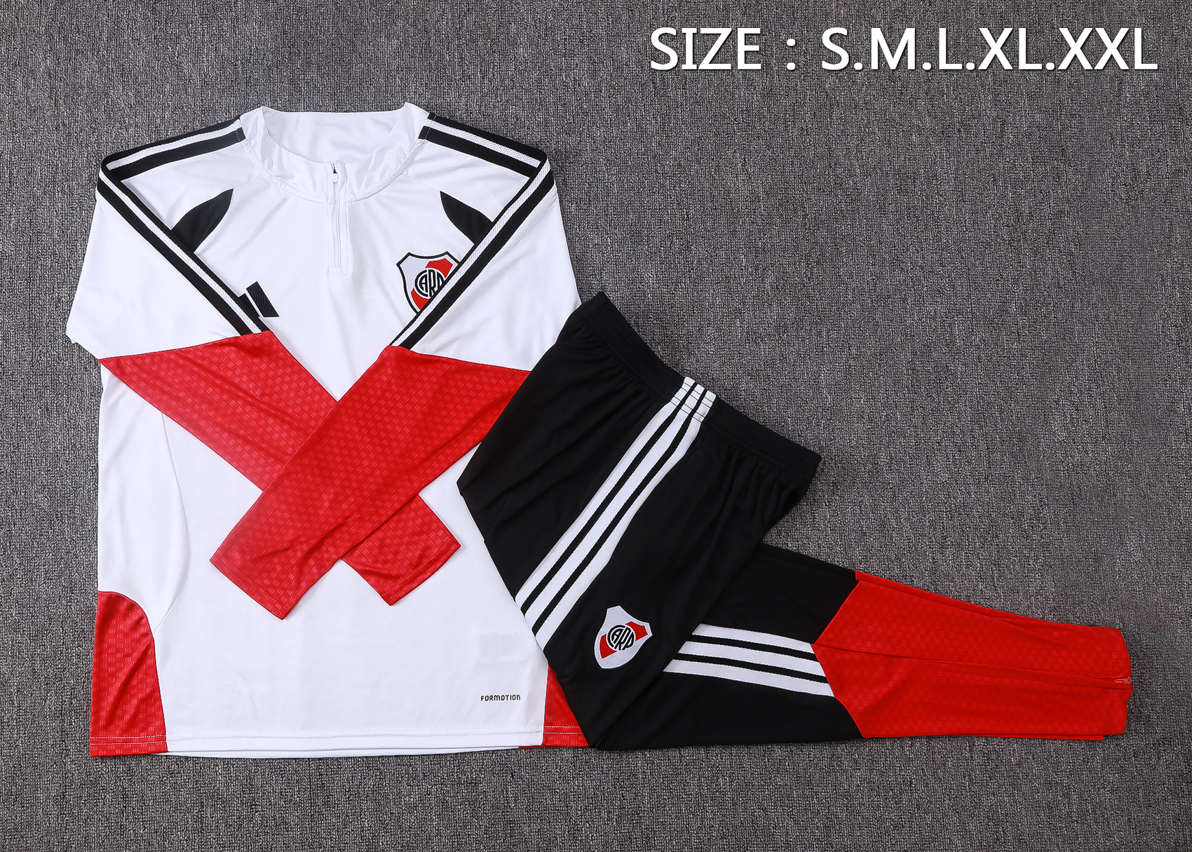Fato de Treino River Plate 26/27 Meio Zip Branco | Conjunto Completo S ao 2XL