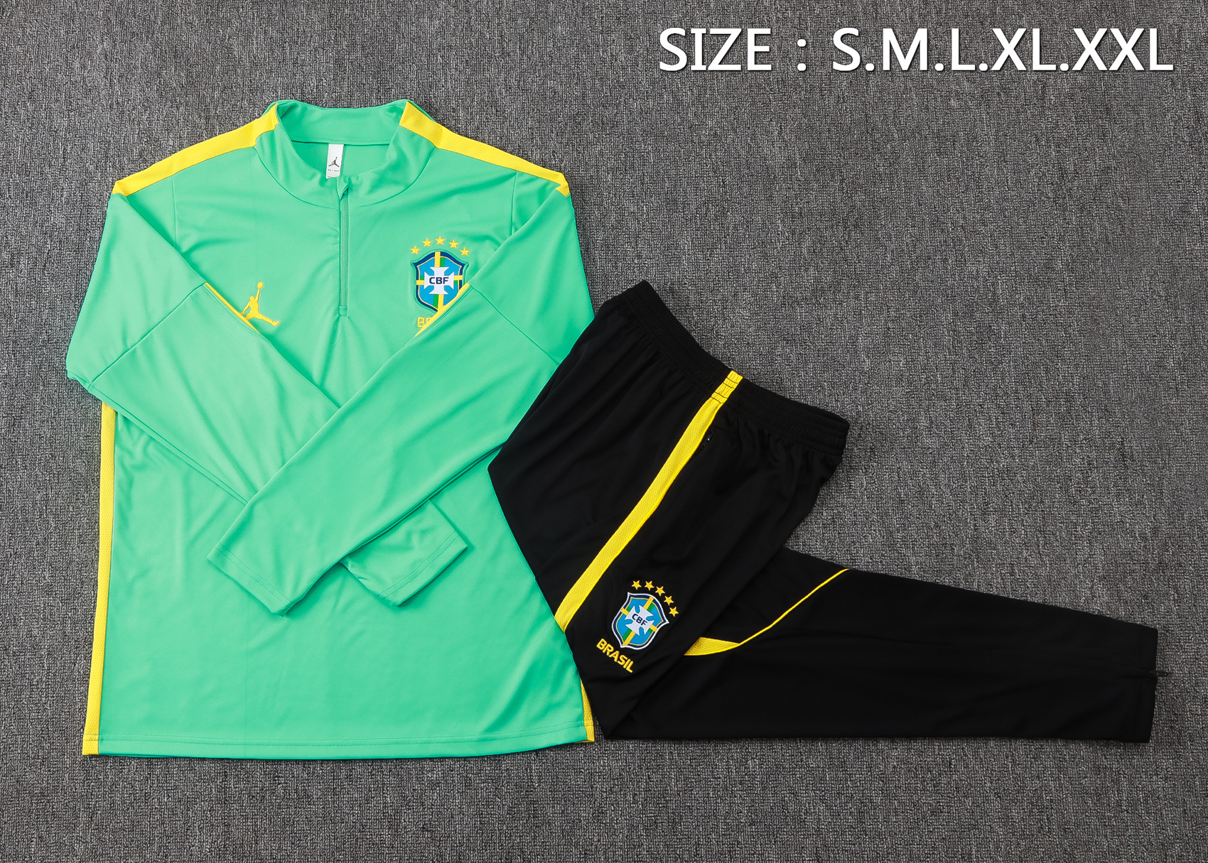 Fato de Treino Brasil 26/27 Meio Zip Verde Claro | Conjunto Completo S ao 2XL