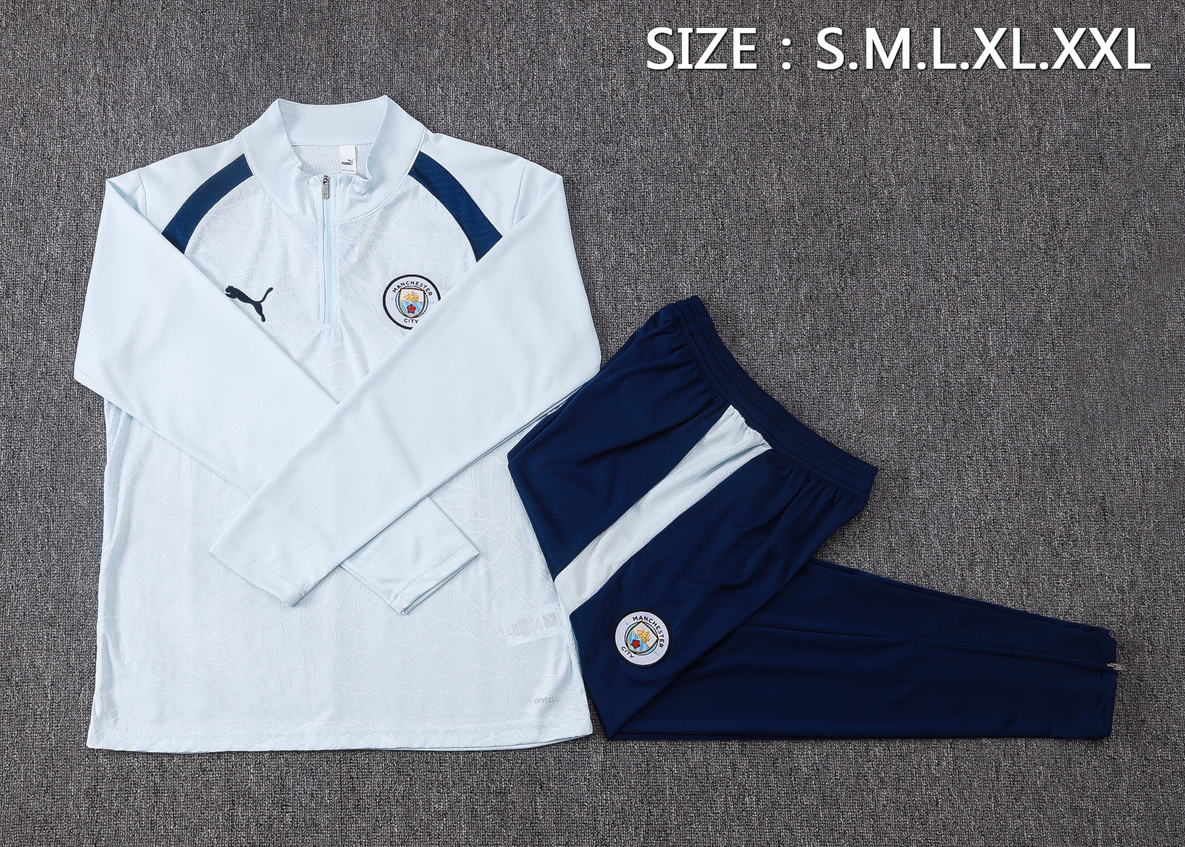 Fato de Treino Manchester City 26/27 Meio Zip Azul Claro | Conjunto Completo S ao 2XL