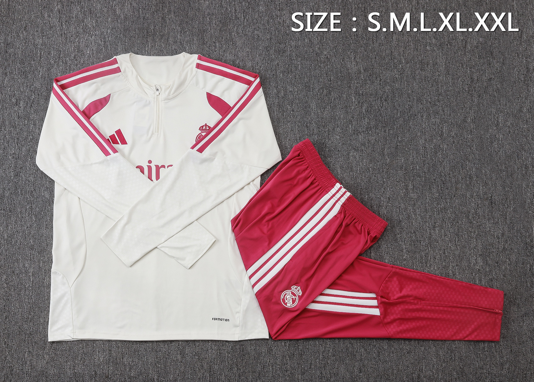 Fato de Treino Real Madrid 26/27 Meio Zip Bege | Conjunto Completo S ao 2XL
