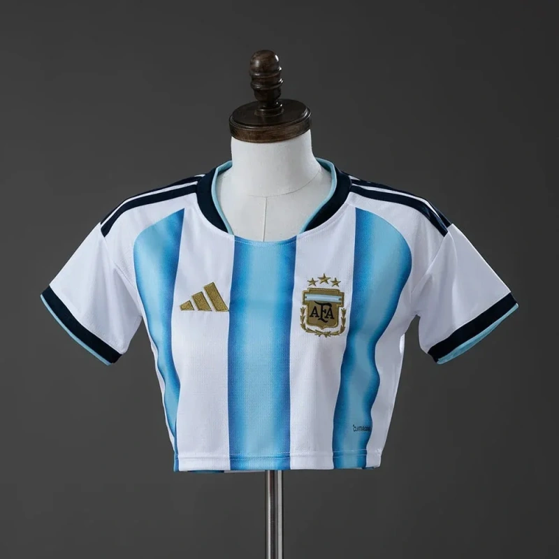 Camisola Cropped Feminina da Argentina – Mundial 2026 – S ao 2XL 🇦🇷🤍💙