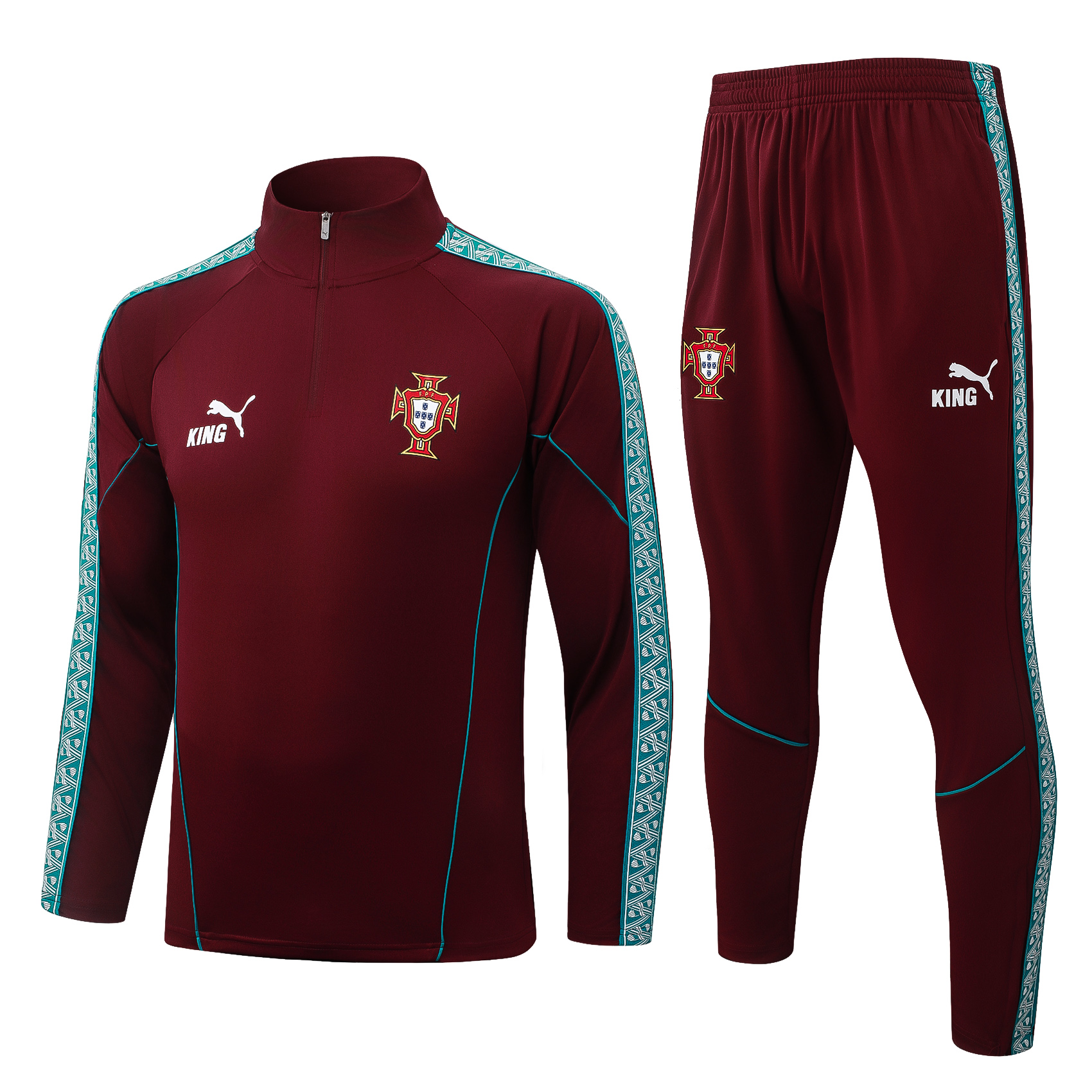 Fato de Treino Portugal 26/27 Meio Zip Bordô | Conjunto Completo S ao 2XL