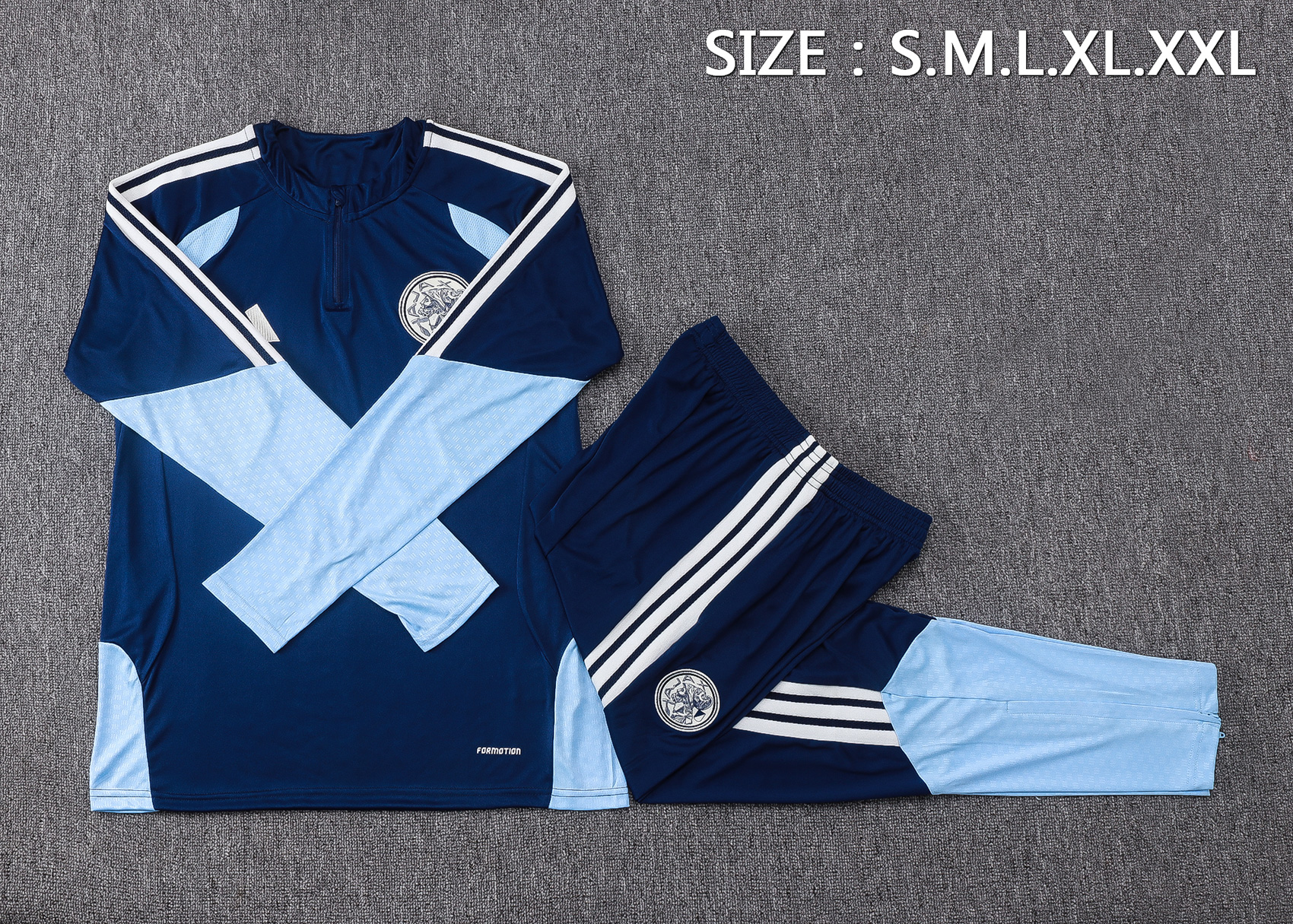 Fato de Treino Ajax 26/27 Meio Zip Azul | Conjunto Completo | S ao 2XL