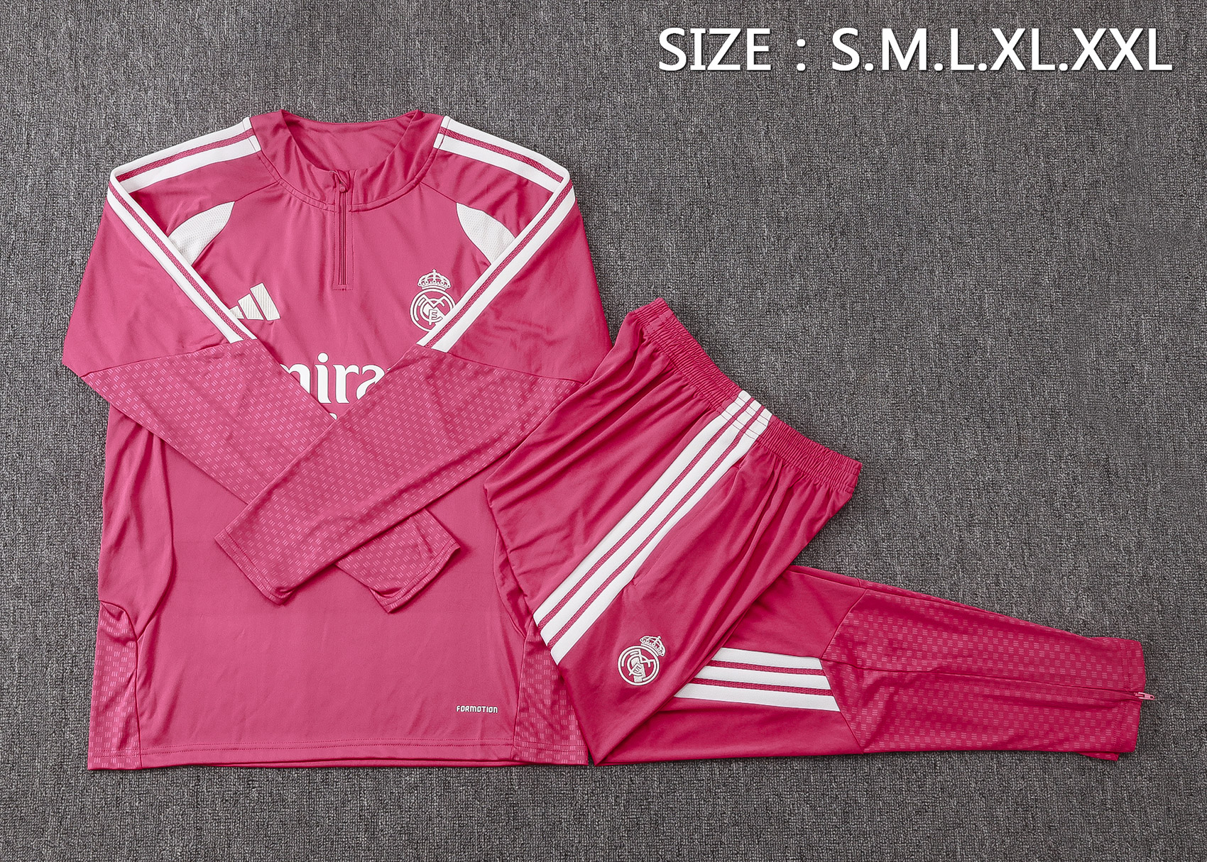 Fato de Treino Real Madrid 26/27 Meio Zip Rosa | Conjunto Completo S ao 2XL
