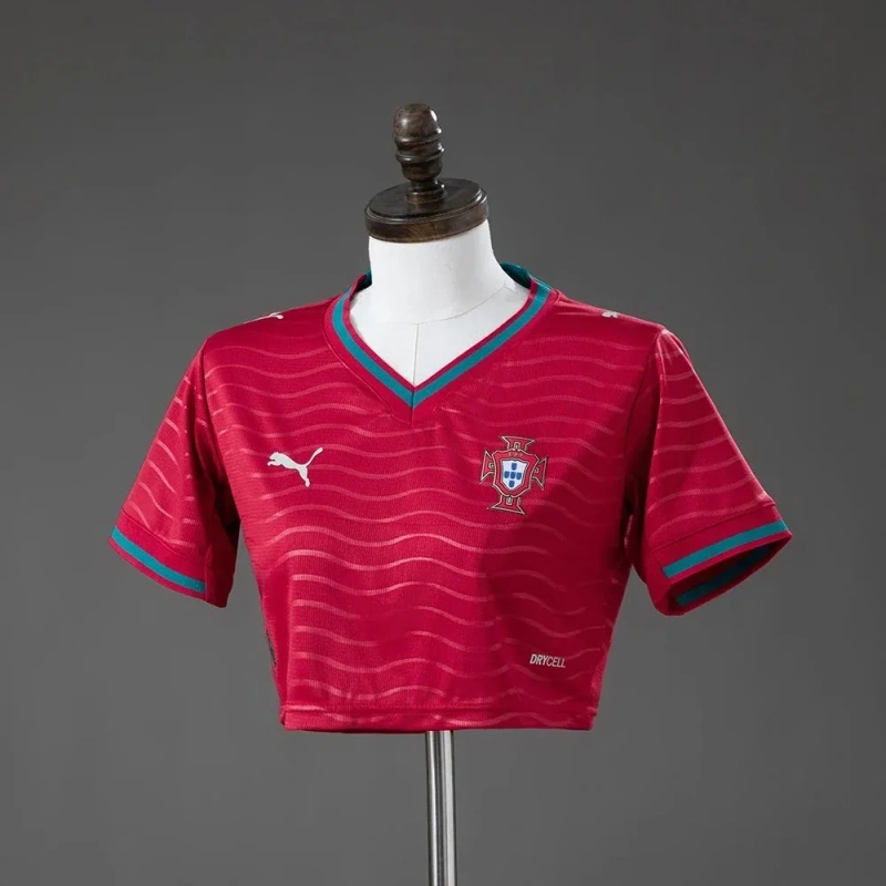 Camisola Cropped Feminina da Seleção Portuguesa 2026 – Principal – S ao 2XL 🇵🇹💚❤️