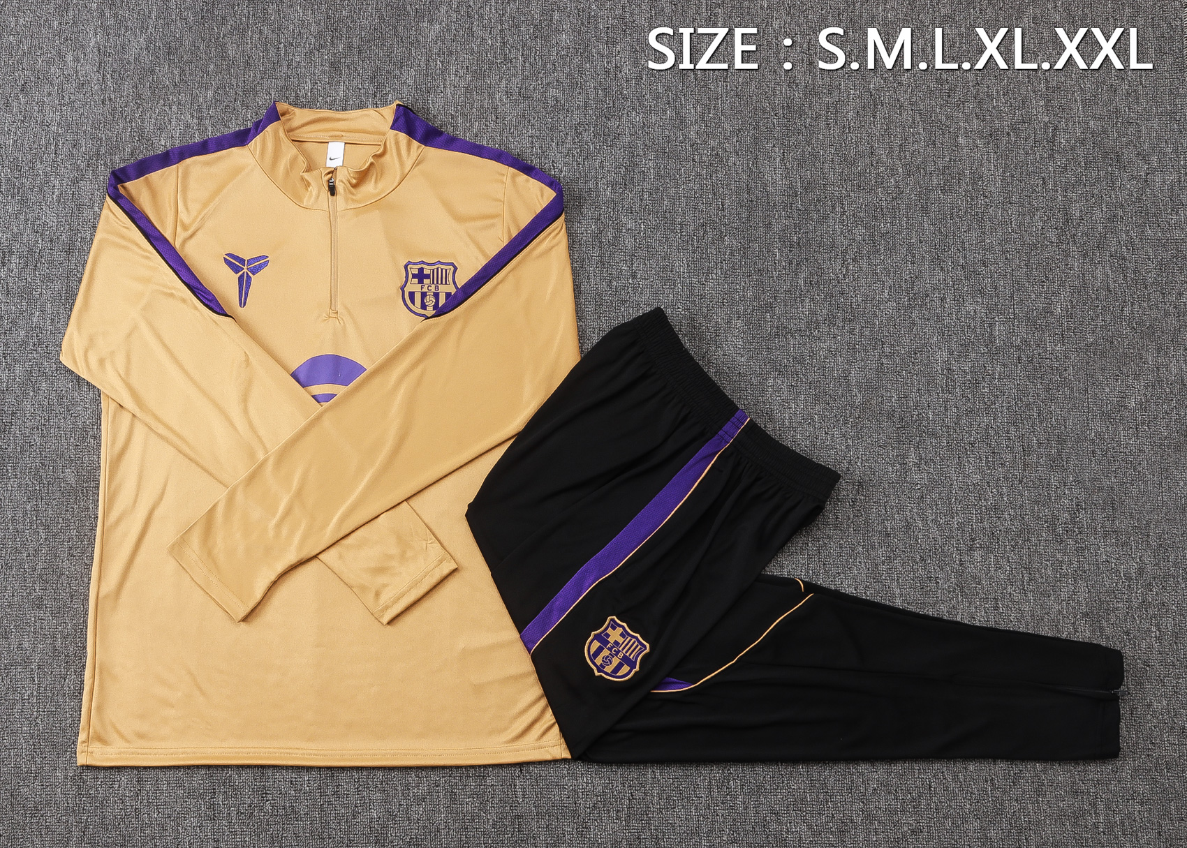 Fato de Treino Barcelona 26/27 Meio Zip Amarelo Areia | Conjunto Completo S ao 2XL