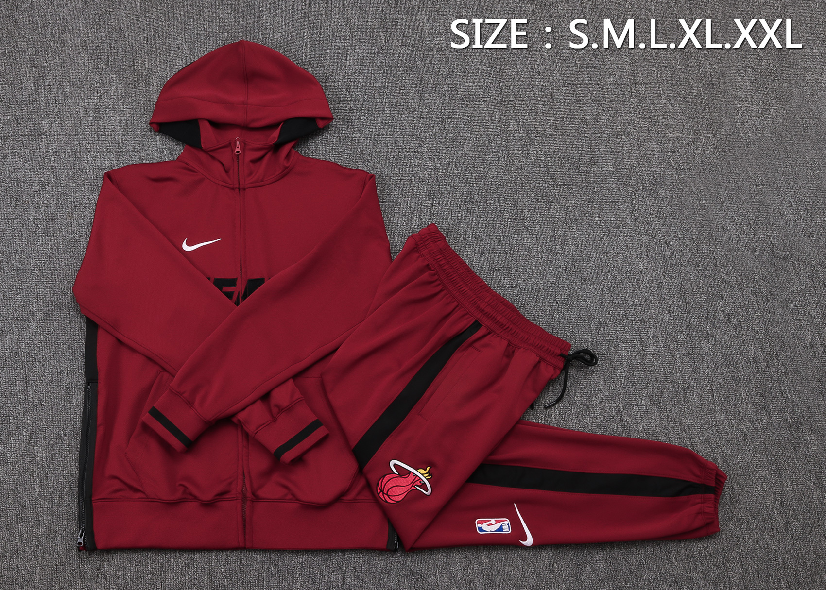 Fato de Treino Miami Heat NBA 23/24 com Capuz Bord&ocirc; &mdash; Meio Zip - S ao 2XL