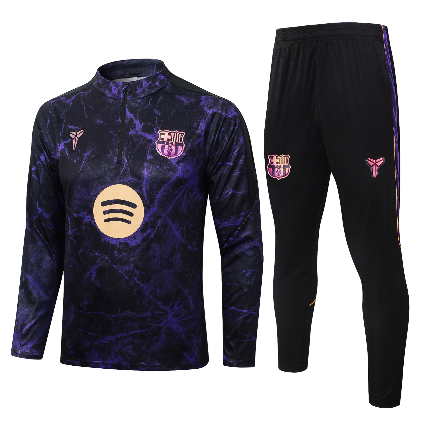 Fato de Treino Barcelona 26/27 Meio Zip Preto e Roxo | Conjunto Completo S ao 2XL