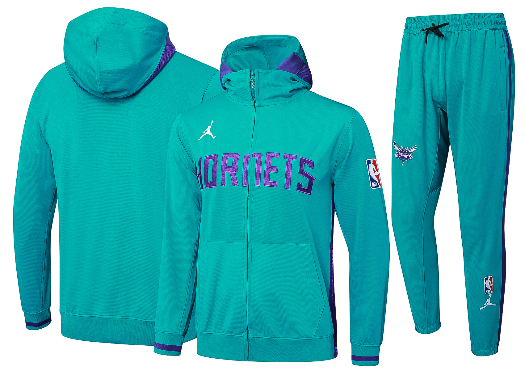 Fato de Treino Charlotte Hornets NBA 23/24 com Capuz Azul — Meio Zip | Edição Especial