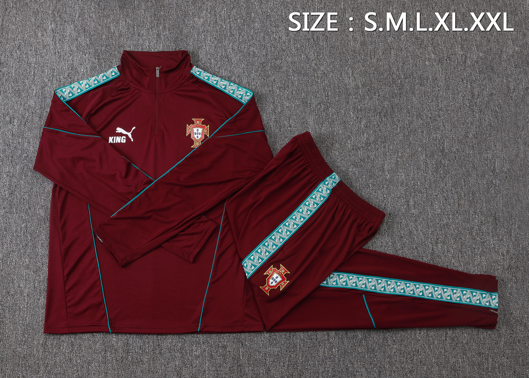 Fato de Treino Portugal 26/27 Meio Zip Bordô | Conjunto Completo S ao 2XL