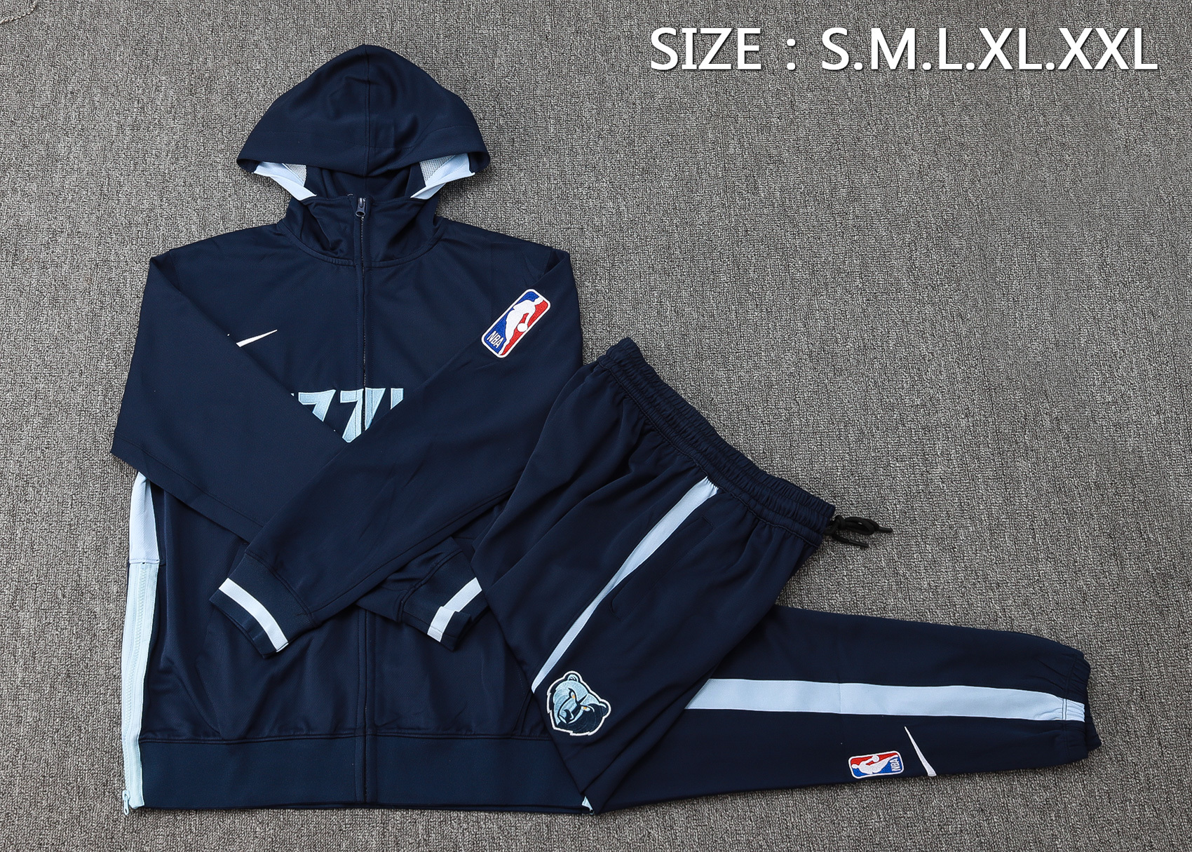 Fato de Treino Memphis Grizzlies NBA 23/24 com Capuz Azul Royal — Meio Zip | Edição Especial