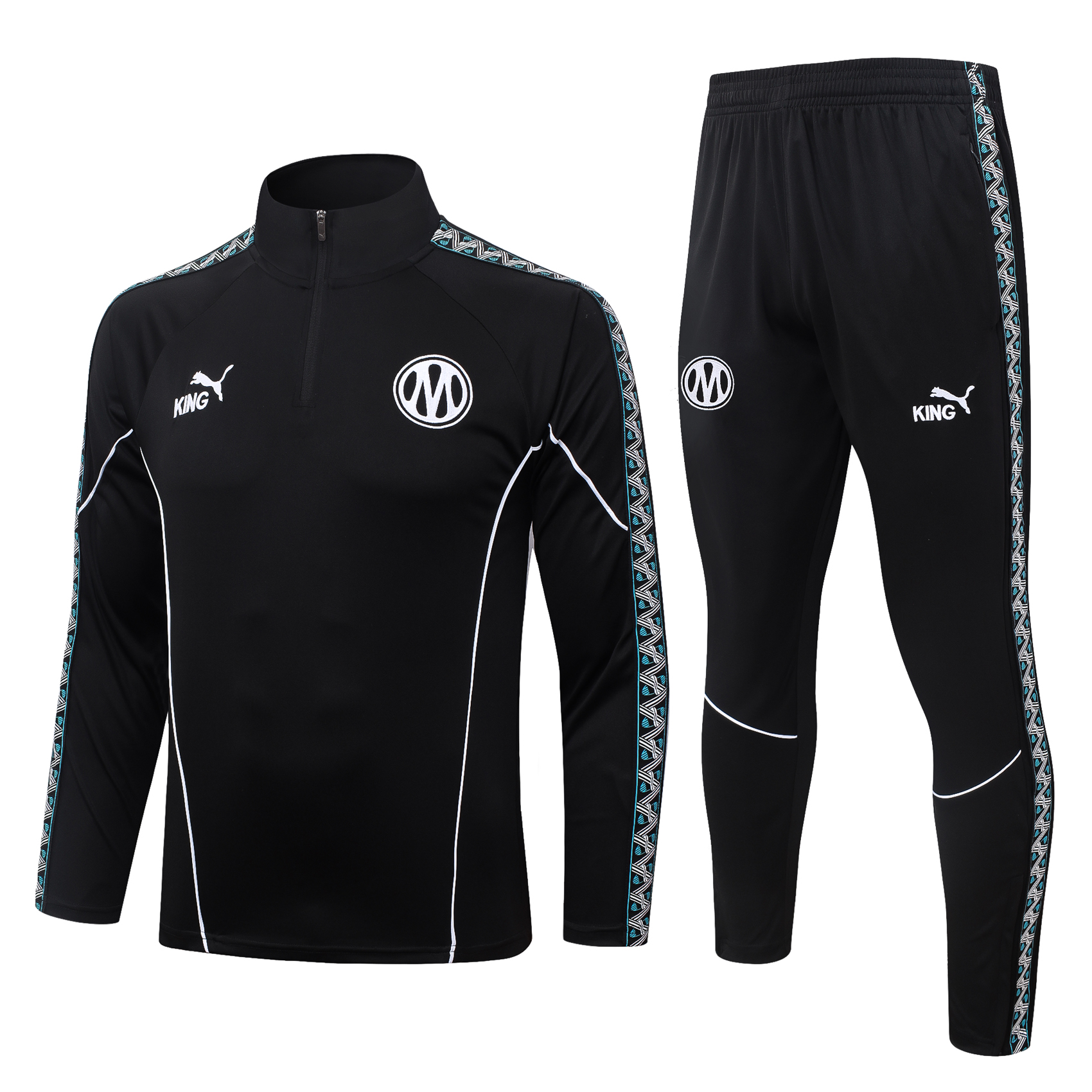 Fato de Treino Marseille 26/27 Meio Zip Preto | Conjunto Completo S ao 2XL