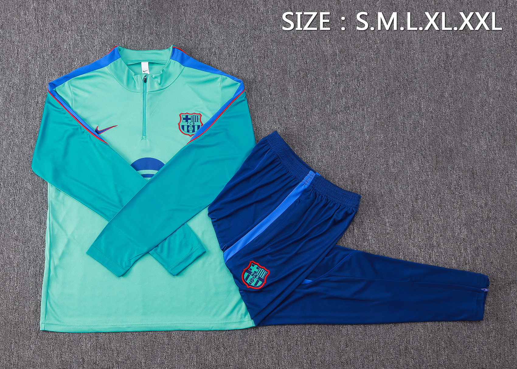 Fato de Treino Barcelona 26/27 Meio Zip Verde Claro | Conjunto Completo S ao 2XL