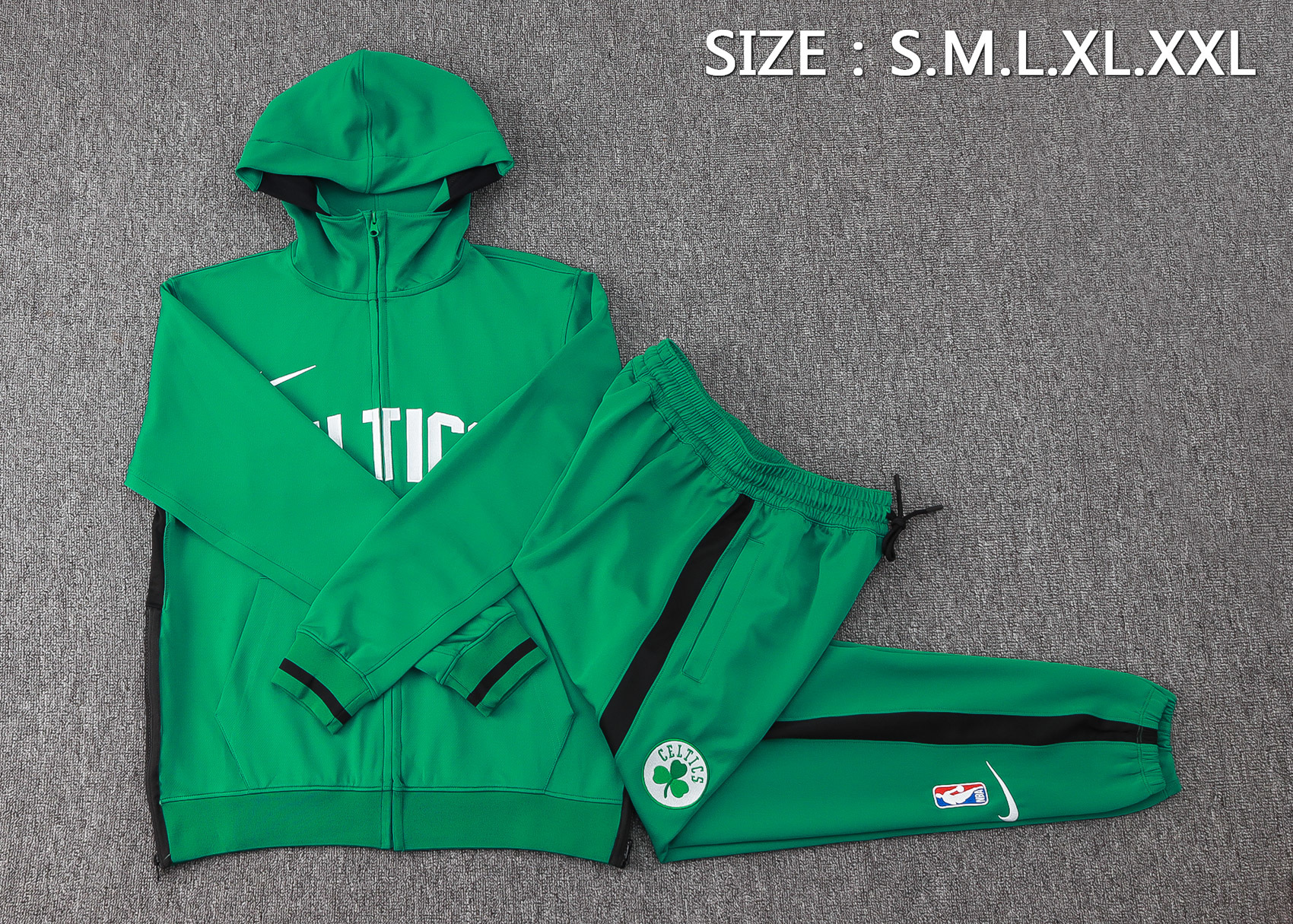 Fato de Treino Boston Celtics NBA com Capuz Verde — Meio Zip | S ao 2XL