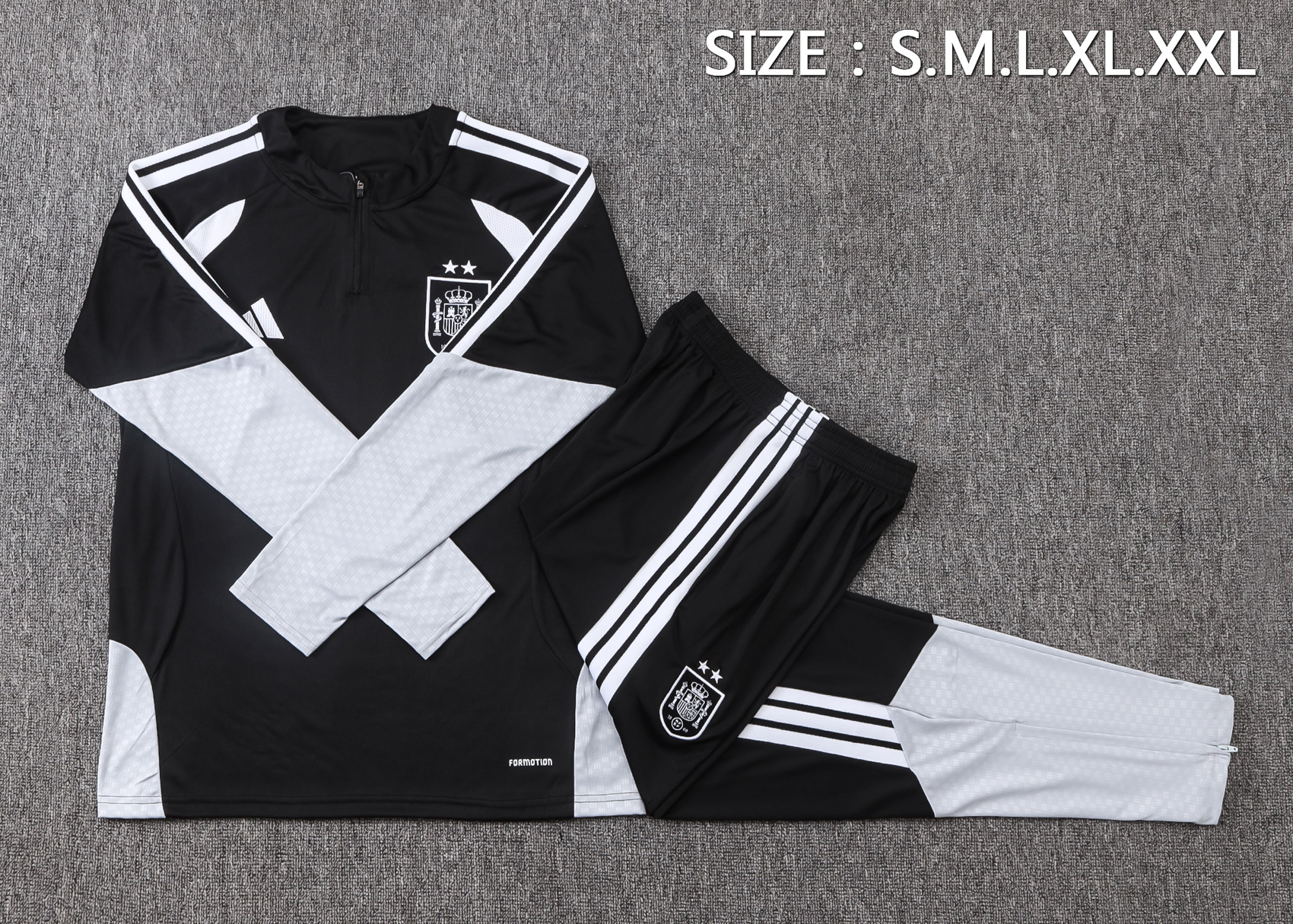Fato de Treino Espanha 26/27 Meio Zip Preto 2 Estrelas | Conjunto Completo S ao 2XL