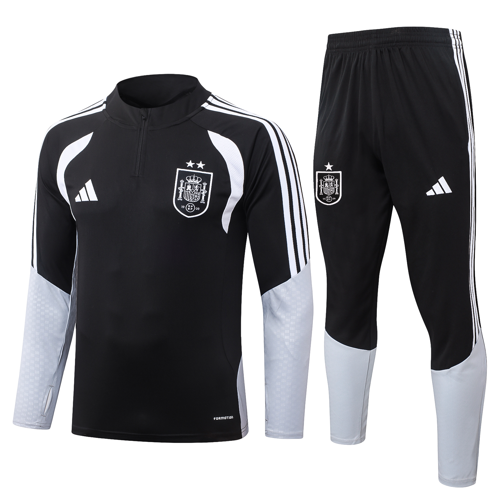 Fato de Treino Espanha 26/27 Meio Zip Preto 2 Estrelas | Conjunto Completo S ao 2XL