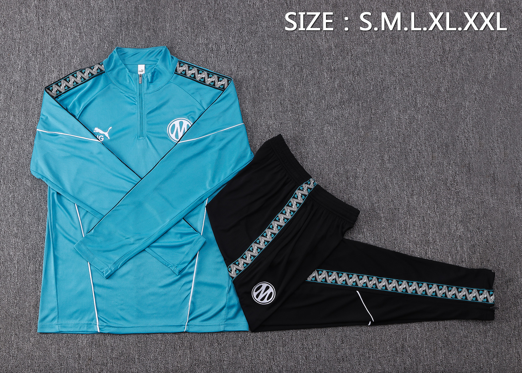 Fato de Treino Marseille 26/27 Meio Zip Azul | Conjunto Completo S ao 2XL