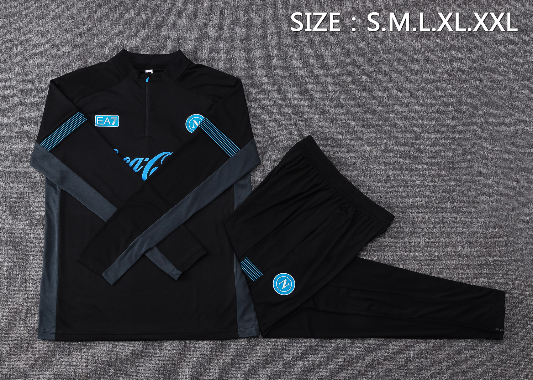 Fato de Treino Nápoles 26/27 Meio Zip Preto — Edição Especial | Conjunto Completo