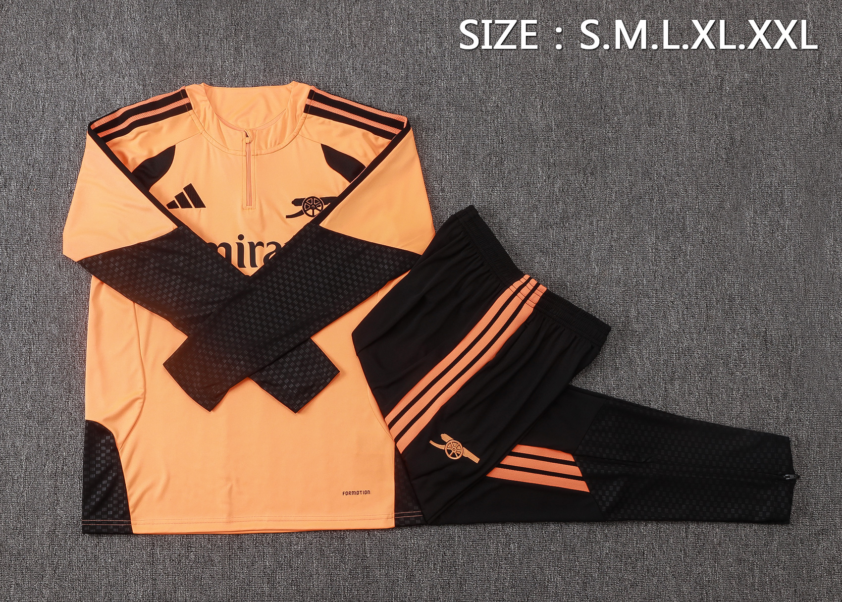 Fato de Treino Arsenal 26/27 Meio Zip Laranja &mdash; Edi&ccedil;&atilde;o Especial | Conjunto Completo