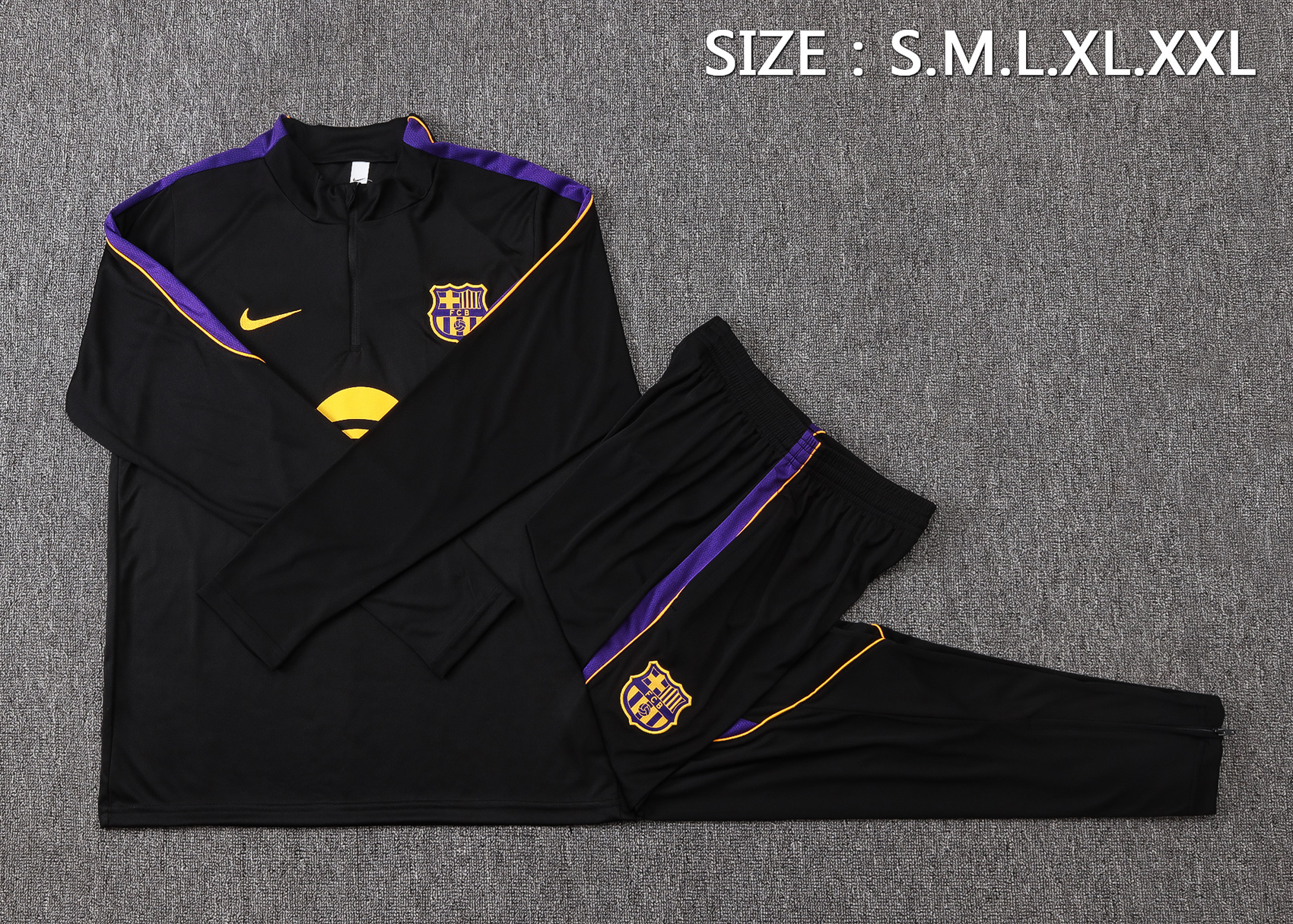 Fato de Treino Barcelona 26/27 Meio Zip Preto | Conjunto Completo S ao 2XL