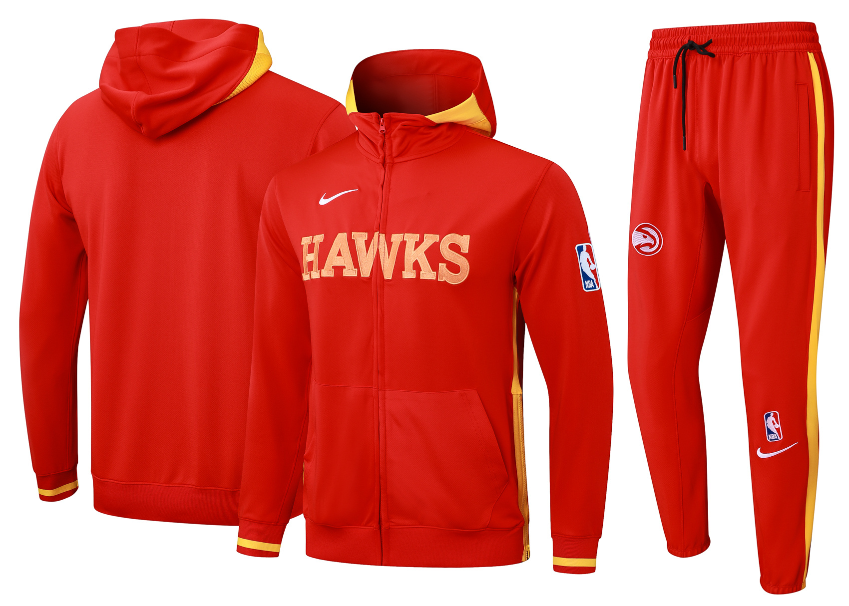 Fato de Treino Atlanta Hawks NBA 23/24 com Capuz Vermelho &mdash; Meio Zip | S ao 2XL