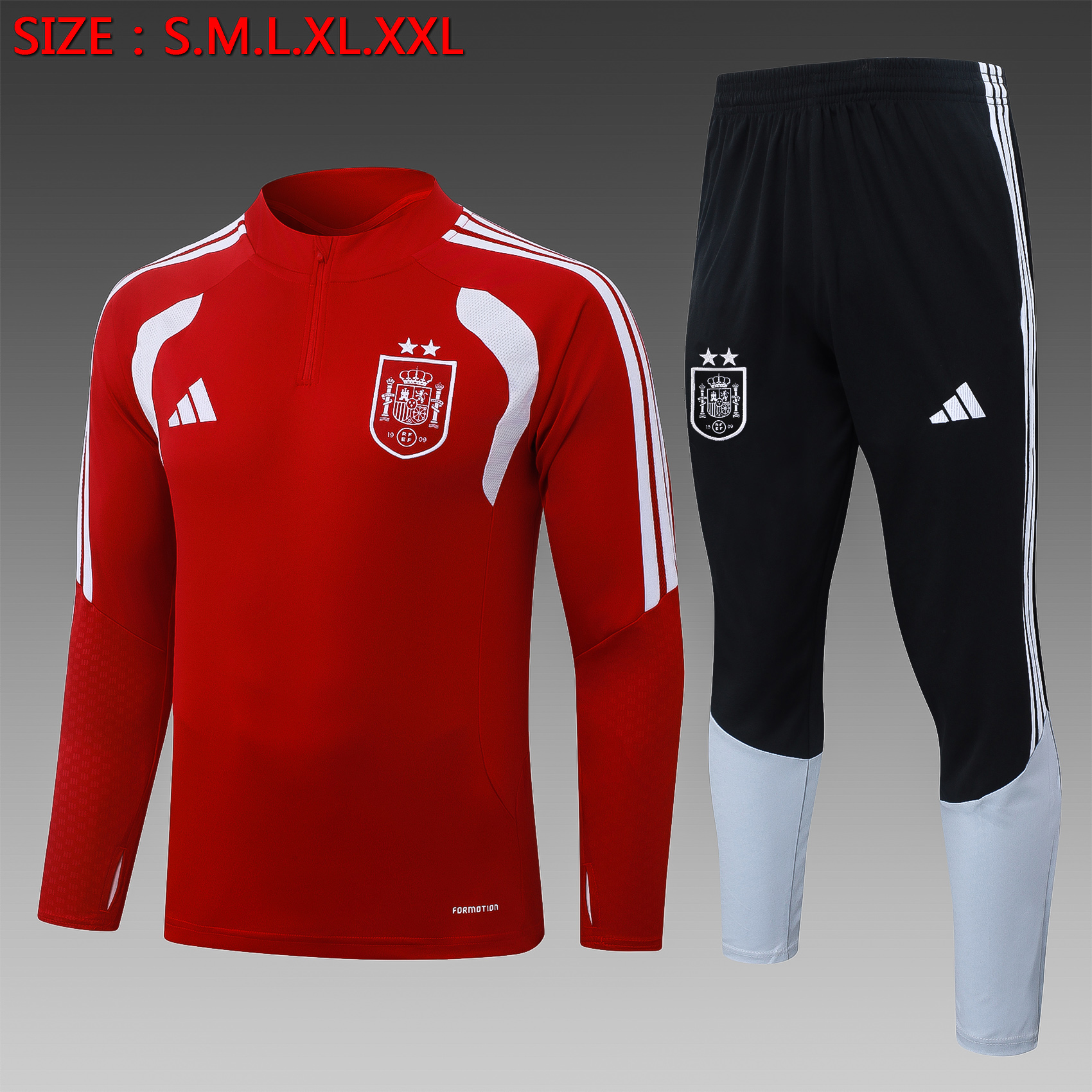Fato de Treino Espanha 26/27 Meio Zip Vermelho 2 Estrelas | Conjunto Completo S ao 2XL