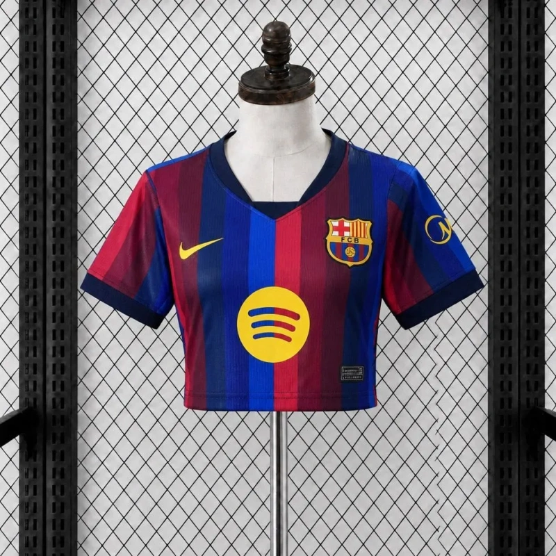 Camisola Feminina Barcelona 2026/27 &ndash; Modelo Cropped