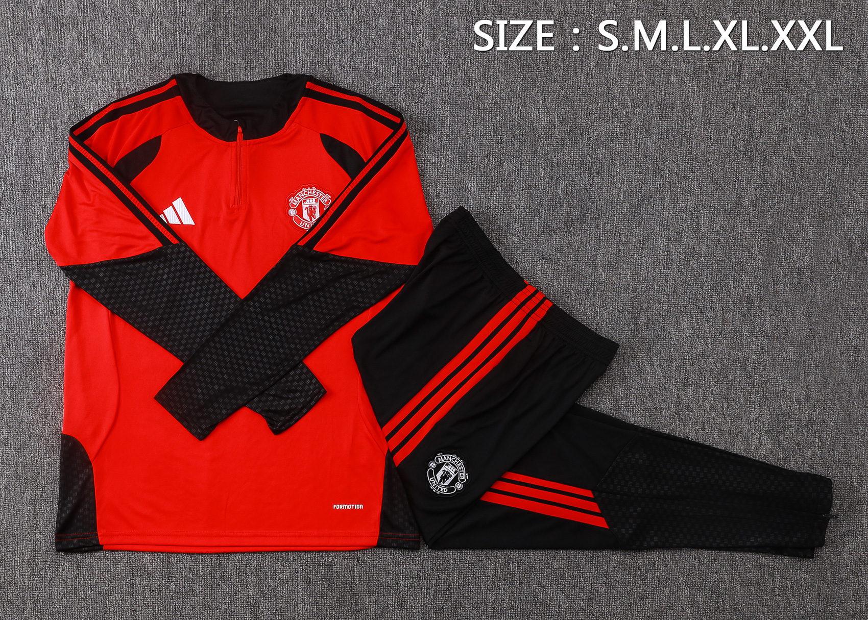 Fato de Treino Manchester United 26/27 Meio Zip Vermelho | Conjunto Completo S ao 2XL