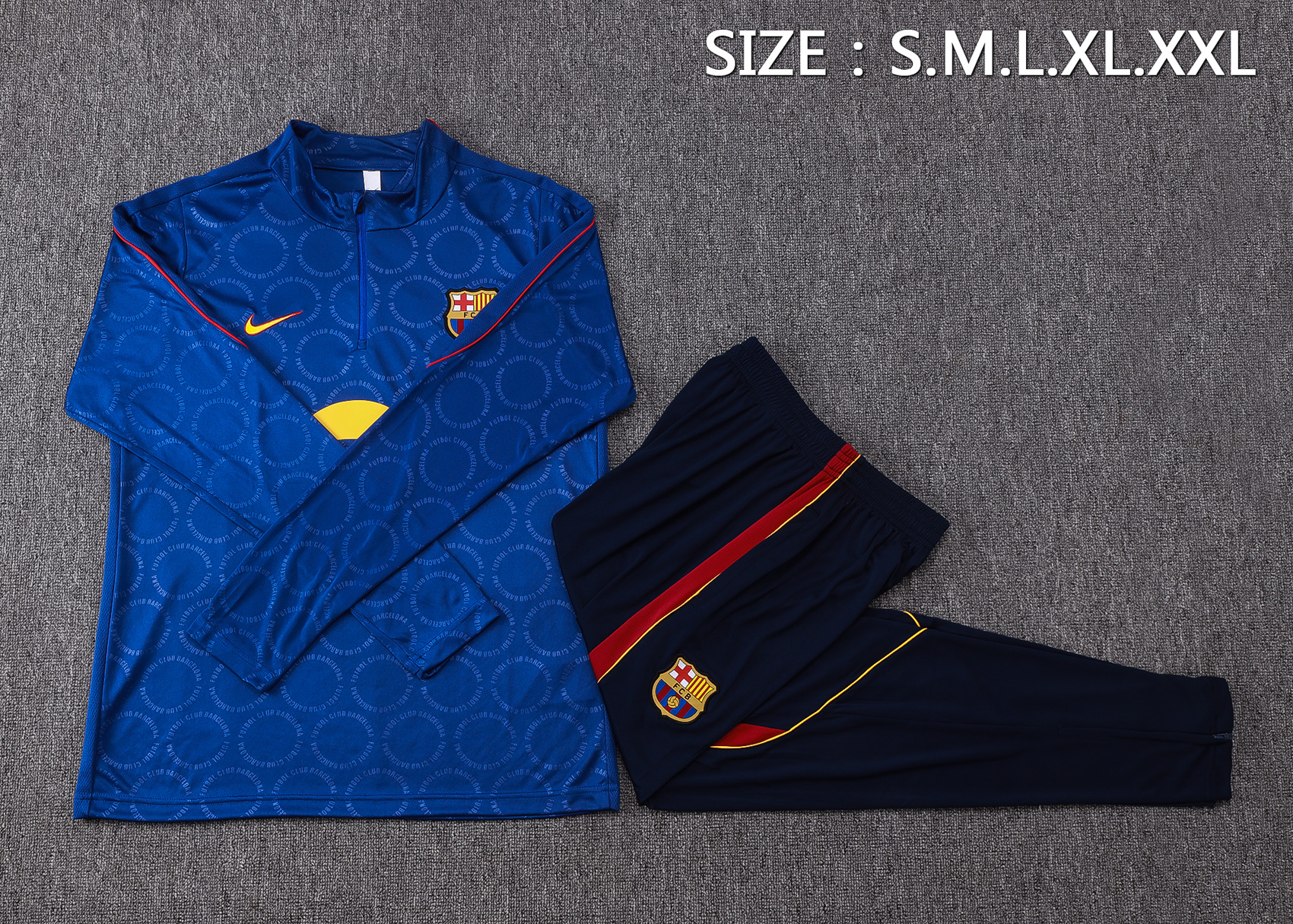 Fato de Treino Barcelona 26/27 Meio Zip Azul Steel | Conjunto Completo S ao 2XL