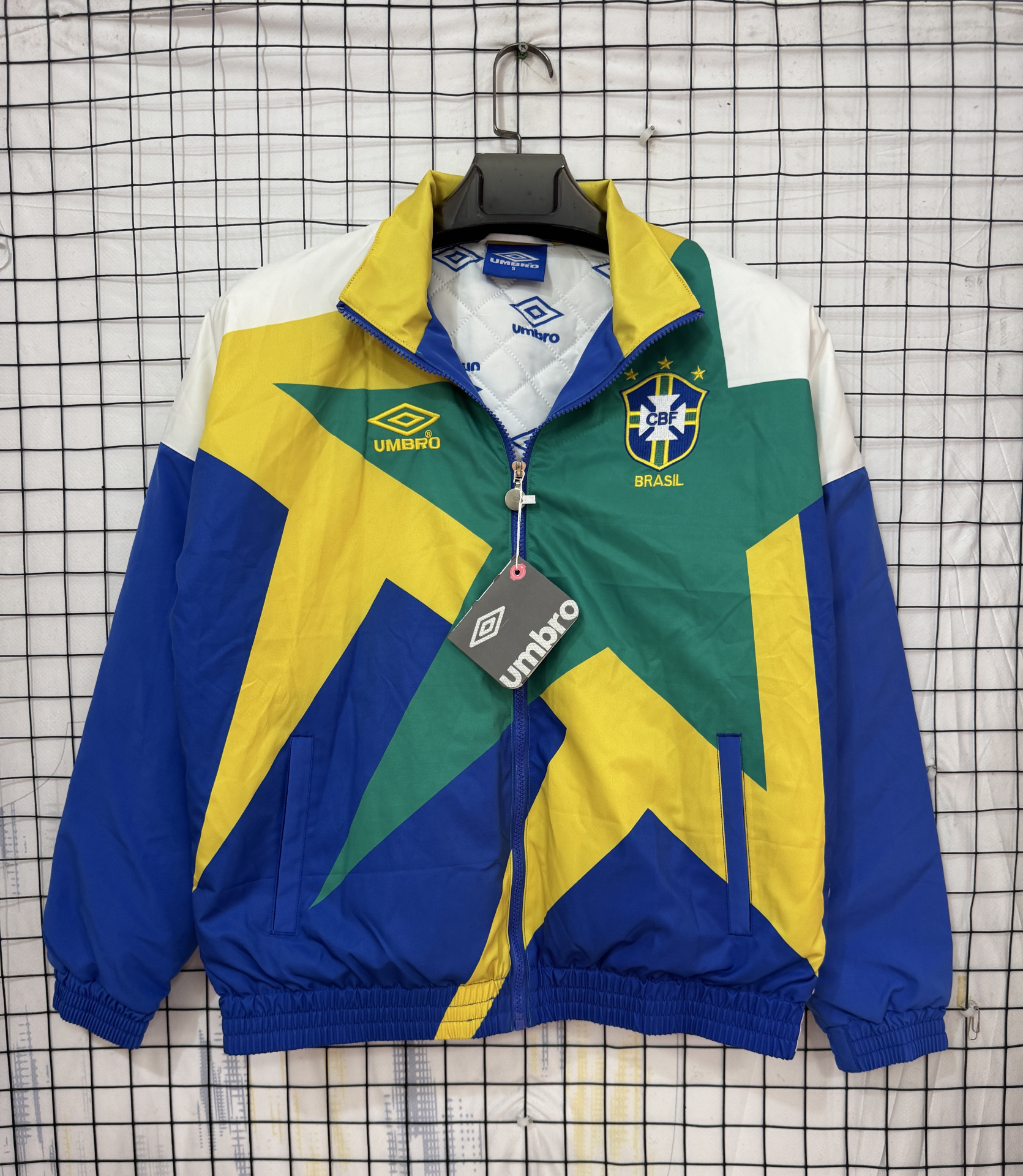 Casaco de Inverno Brasil 93/94 Azul Amarelo Verde — Edição Retrô
