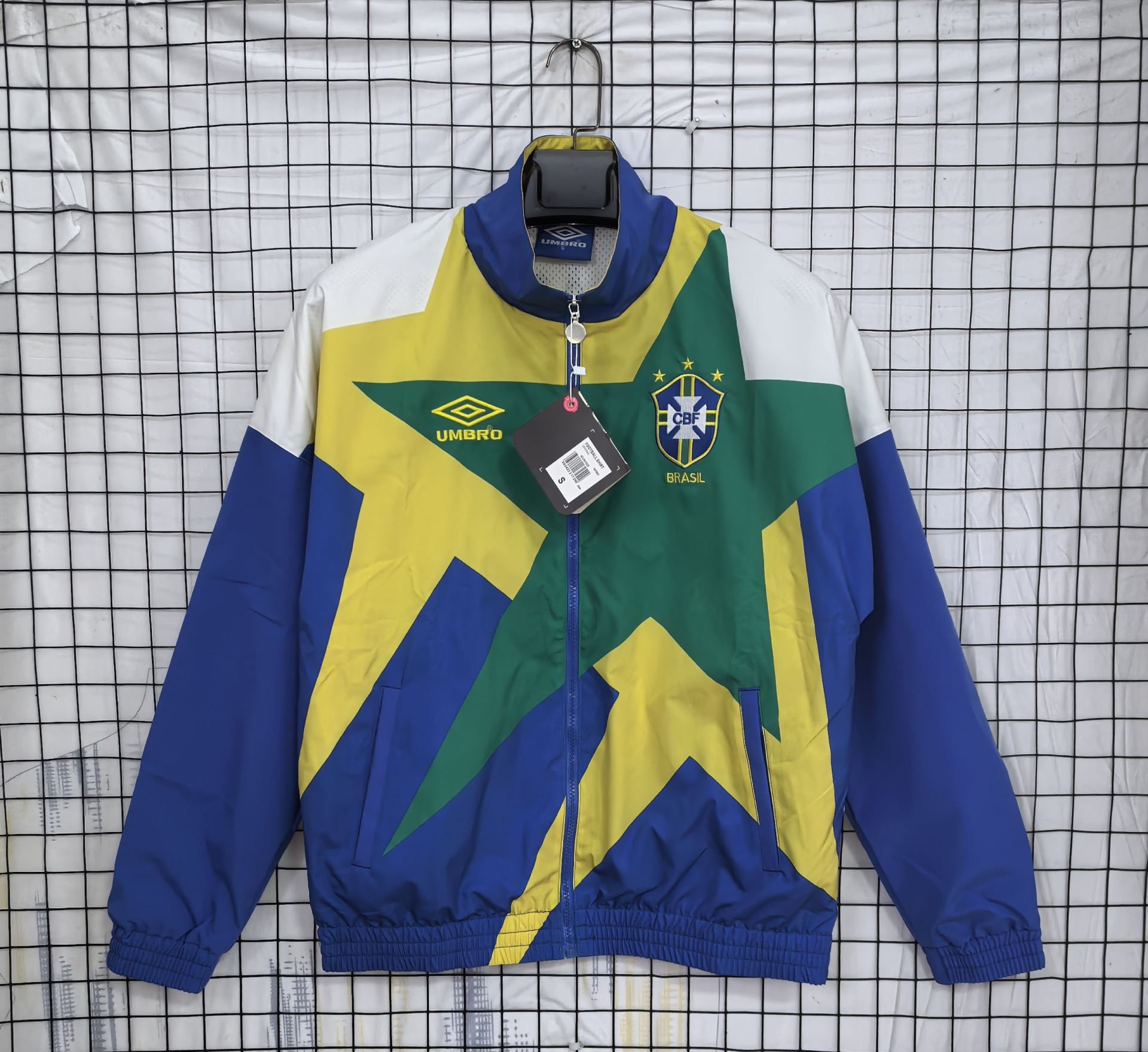 Casaco de Inverno Brasil 93/94 Azul Amarelo Verde — Edição Retrô