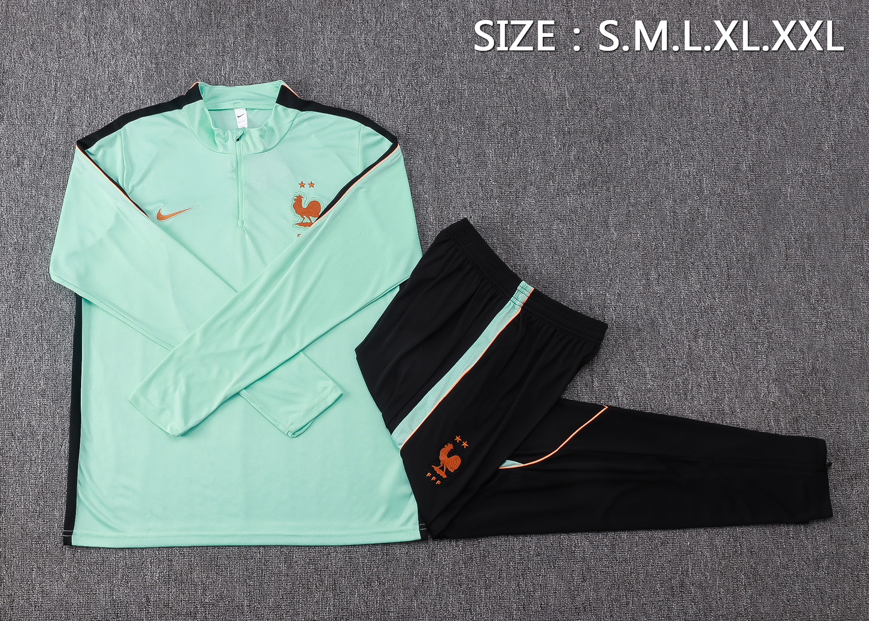 Fato de Treino França 26/27 Meio Zip Verde | Conjunto Completo S ao 2XL