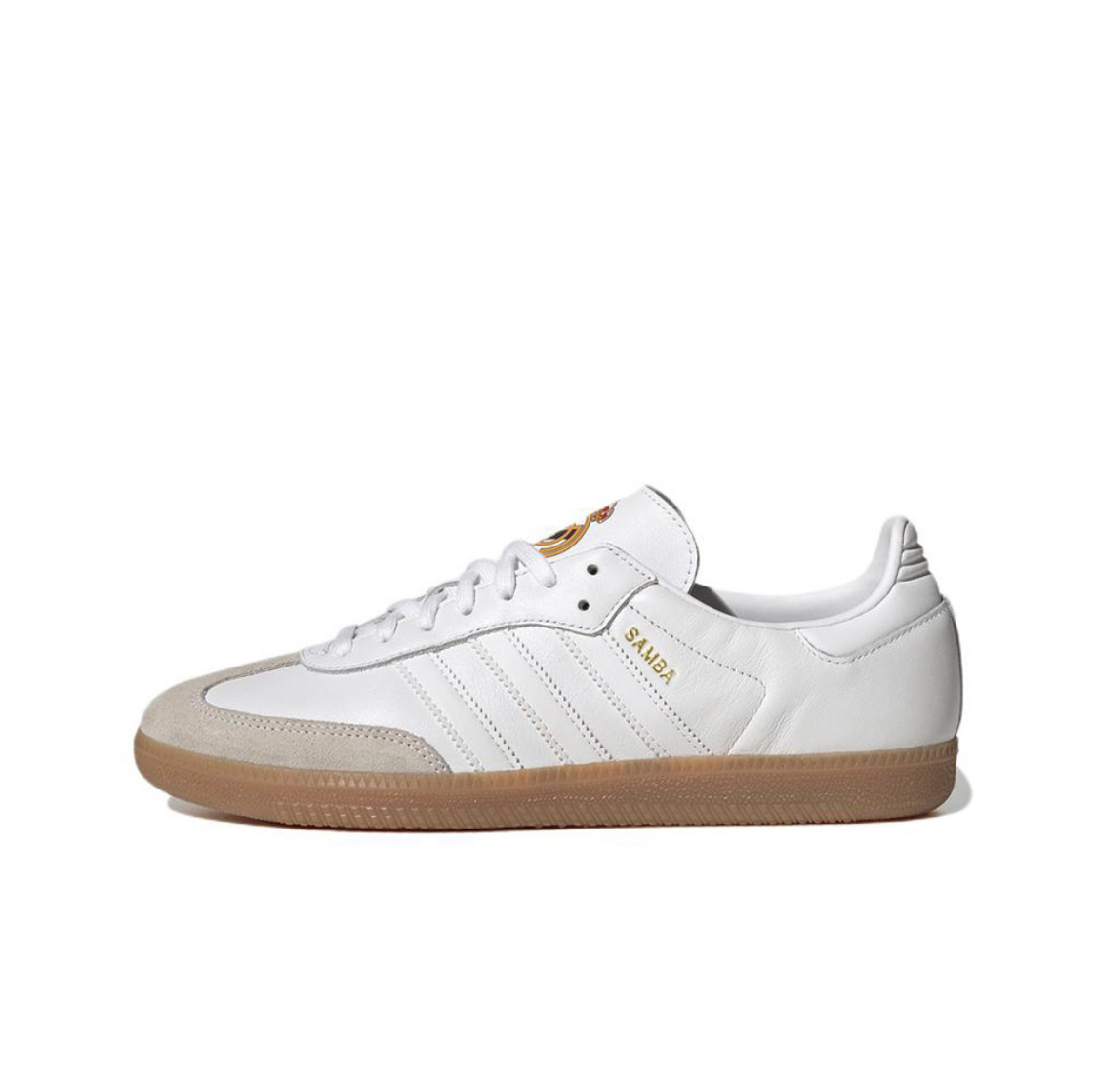 Ténis Adidas Samba branco com sola castanha