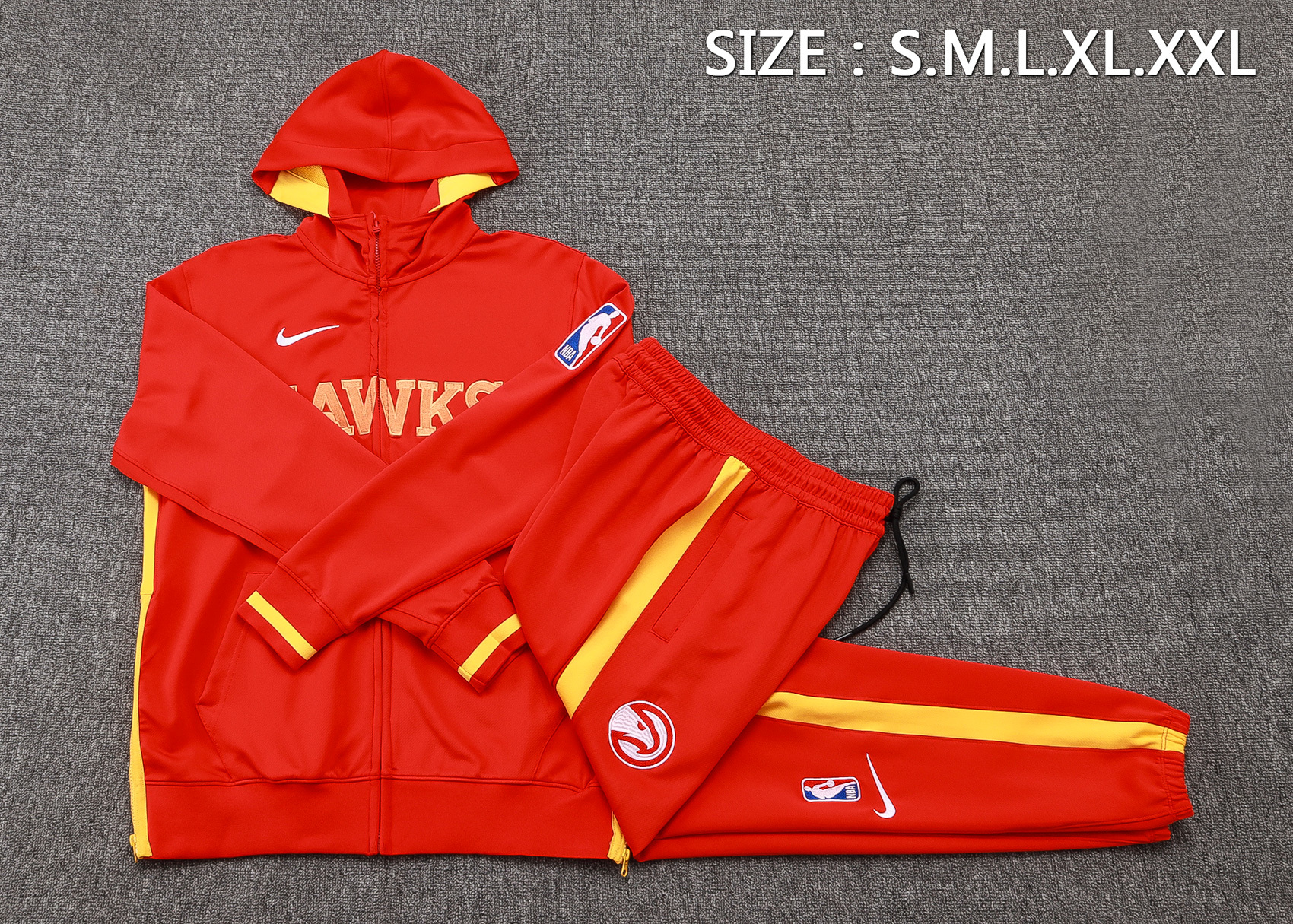 Fato de Treino Atlanta Hawks NBA 23/24 com Capuz Vermelho &mdash; Meio Zip | S ao 2XL