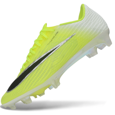Ténis de futebol amarelo a branco com logo Nike preto