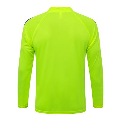 Camisola desportiva verde fluorescente de manga comprida vista de trás