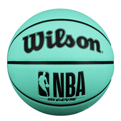 Bola de basquetebol azul menta com texto Wilson e NBA