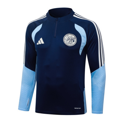Camisola desportiva azul escura e azul clara com logotipos